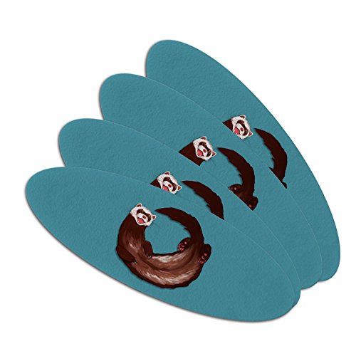 Happy Ferret Double-Sided Oval Nail File Emery Board Set 4 Pack