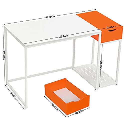 SINPAID Computer Desk 47" with Drawers,Study Writing Table for Home