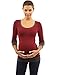 PattyBoutik Mama Trim Scoop Neck Maternity Tunic Top (Burgundy with Gray M)