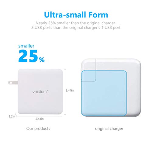 Quick Charge 3.0 USB C Charger 2-Port 45W PD Wall Charger Travel Adapter with Foldable Plug for MacBook, iPhone Xs/XS Max/XR, Samsung Galaxy S8 / S8+ / Note8 and More (White)