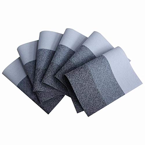 Familighter Placemats for Dining Table Set of 6 Woven Vinyl Washable Table Placemats Table Decoration Heat Insulation Stain Resistant Grey - Thumbnail 3