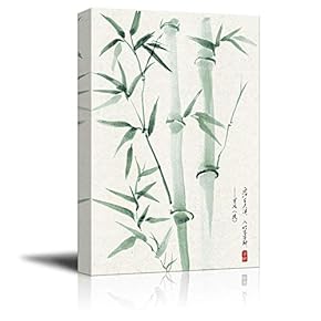 Canvas Wall Art - Chinese Ink Painting Style Green Bamboos - Giclee Print Gallery Wrap Modern Home Art Ready to Hang - 12x18 inches