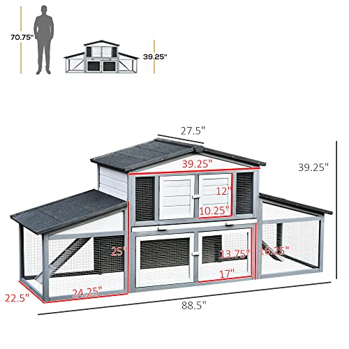 PawHut Large Rabbit Hutch Outdoor Materials Safer for Pets & ClimateFriendly, Big Rabbit Cage