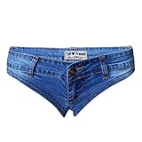 VOGRACE Womens Low Rise Mini Denim Shorts Denim Thong Cheeky Jeans Shorts
