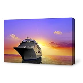 Canvas Wall Art for Living Room,Bedroom Home Artwork Paintings Sailboat Under The Sunset Ready to Hang - 12x18 inches