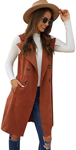 SheIn Women's Double Breasted Long Vest Jacket Casual Sleeveless Pocket Outerwear Longline 5 SheIn Women's Double Breasted Long Vest Jacket Casual Sleeveless Pocket Outerwear Longline