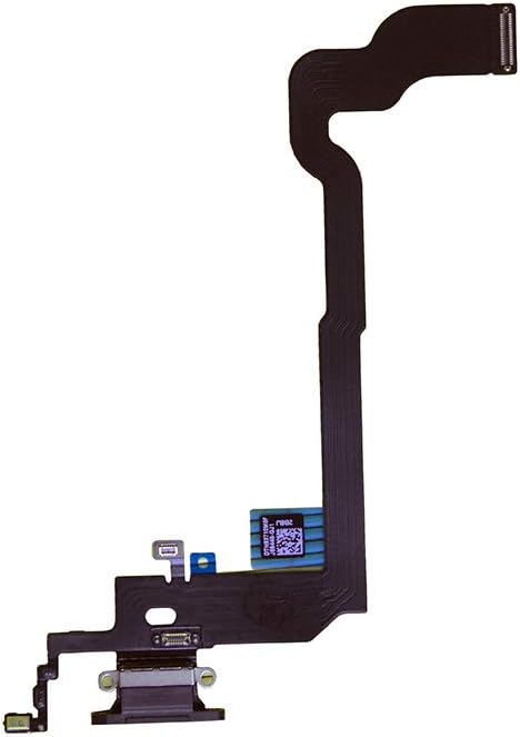 KAKUSIGA Compatible with iPhone X Charging Port Dock Connector Flex Cable + Microphone + Headphone Audio Jack Replacement Part (Black)