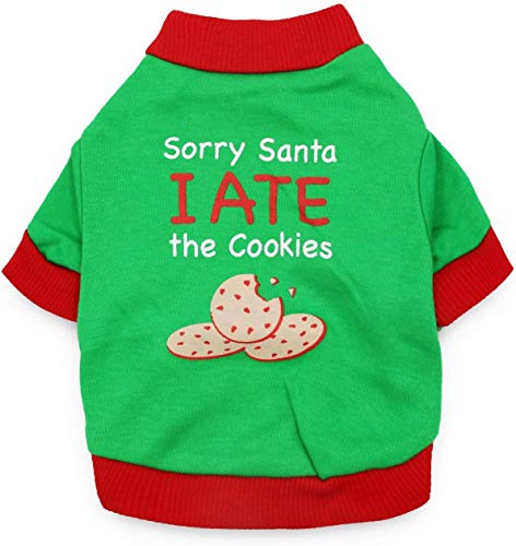 Ollypet Christmas Clothes for Dogs - Dog Christmas Costume Pet Warm Soft 100% Cotton T-Shirts - Festive Christmas Themed Dog Sweaters for Dogs and Cats, Autumn & Winter (S)