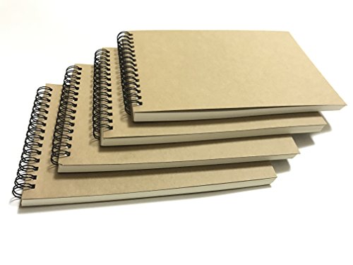 image for VEEPPO A5 Pack of 4/8 Spiral Natural Kraft Cover Blank Paper Notebook 
