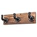 MyGift Burnt Wood Wall Mount Coat Hook Rack and Hat Rack with 3 Hooks Pipe Fixture Design