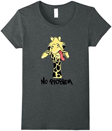 Womens Giraffe - No problem Shirt XL Dark Heather