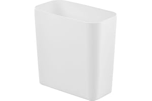 mDesign Small Plastic 1.8 Gallon Trash Can Wastebasket Garbage Bin for Bathroom - Slim Rubbish Waste Bin Trashcan for Master/Guest Bath, Bedroom, Kitchen, Laundry Room, Office, Casi Collection - White