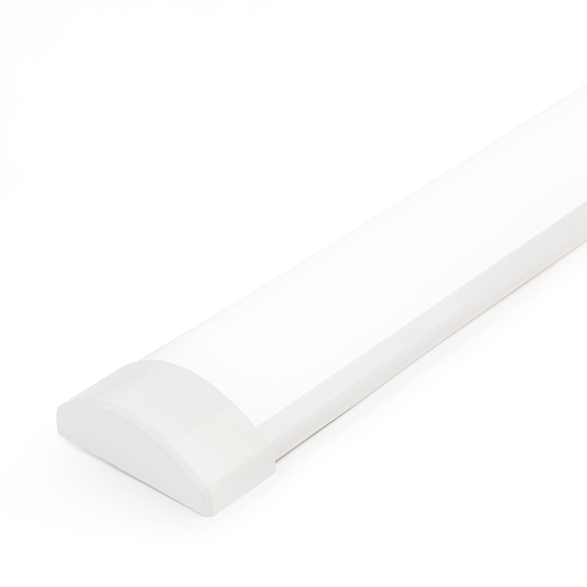 BrightFly 4Ft LED Batten Light, 3550LM 32W 6500K LED Tube, Slim Profile Dust-Proof Integrated Housing Flexible Surface Mounted Linear Ceiling Garage Light, No Ground Required, Without Plug, Pack of 1