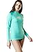 TSLA Women's UPF 50+ Rash Guard Long Sleeve, UV/Sun Protection Swim Shirts, Water Beach Surf Swim Top, Coastal Tide Print Magic Mint, Small