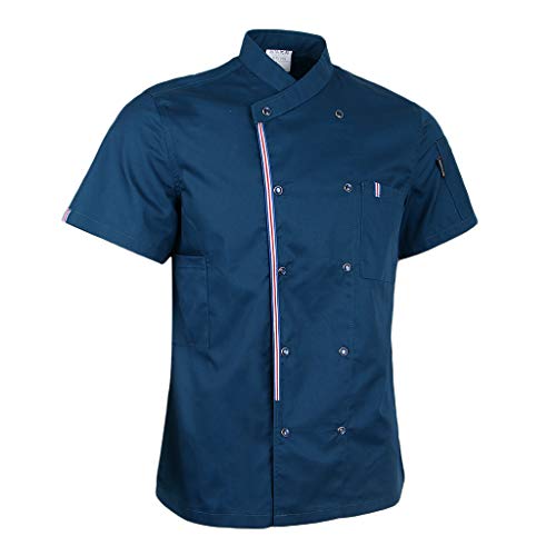 image for Prettyia Breathable Summer Chef Jackets Coat Short Sleeves Kitchen Uni