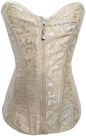 GoodmanShop Sue Shop Womens White Floral Overbust Lace up Corset/Bustiers