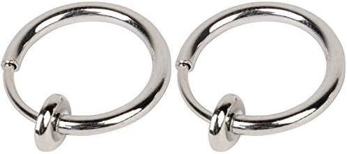 WDLHY(TM) 1 Pair Clip on Fake Nose Lip Ear Ring Stud Hoop Piercing Punk Unisex (Jewelry Silver)