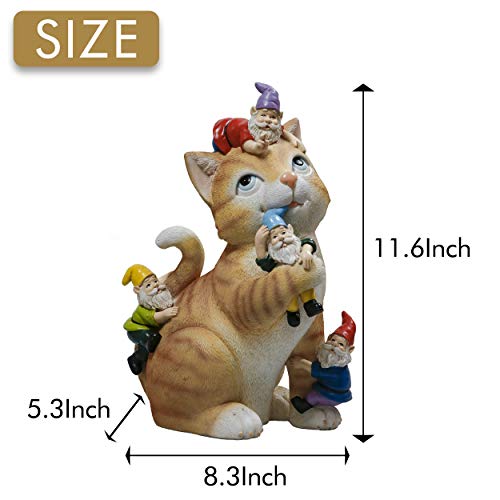 TERESA'S COLLECTIONS Cat Garden Gnome Statue Figurine, Large Outdoor