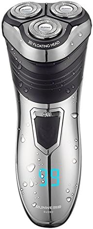 RUNWE Rechargable Electric Shaver with Anti-clip Cut Blade System,Men's Razor Beard Trimmer,Waterproof Shaving Machine Wet and Dry Use Rotary Cordless Mens Groom Kit Sideburn Trimmer