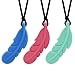 Chew Necklaces for Sensory Kids, 3 Pack Silicone Chewy Necklaces for Boys and Girls, Feather Chewable Toys for Mild Chewers - Reduce Chewing Biting and Fidgeting for Autism, ADHD, or Special Needs
