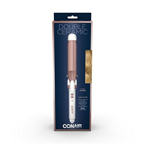 Conair-Double-Ceramic-Curling-Iron-1-14-inch-Curling-Iron-WhiteRose-Gold Conair Double Ceramic Curling Iron, 1.25 Inch curling Iron, White/Rose Gold