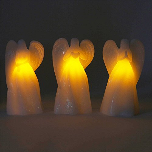 Angel Flameless Candles Set of 3 Guardian Angel Figurines with LED