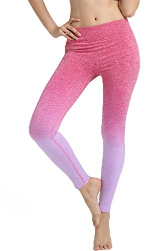 Women Sports Fitness Ombre Power Flex Yoga Stretch Pants Running Workout Leggings Tights Two Tone