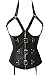 Kiwi-rata Women's Faux Leather Buckles Steampunk Underbust Corset (M, open bust Black)