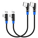 SUNGUY Right Angle Micro USB Cable,(2-Pack,1ft x2) 90 Degree Braided Double-Sided Fast Charging & Data Sync Cord for Samsung Galaxy S6 S7 Edge/Note 5,Moto G5 G5S Plus,Sony Xperia Z3 Z5,Nokia 5 (Blue)