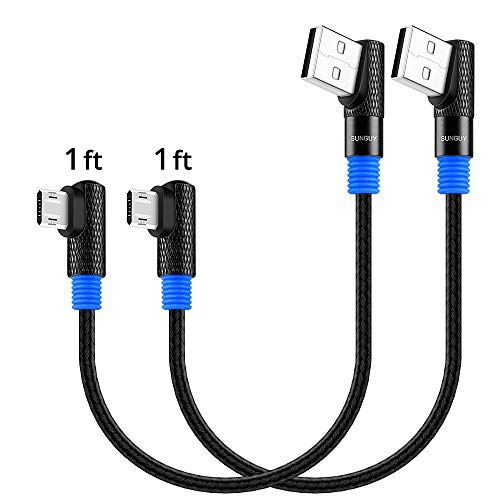 SUNGUY Right Angle Micro USB Cable,(2-Pack,1ft x2) 90 Degree Braided Double-Sided Fast Charging & Da - //medicalbooks.filipinodoctors.org