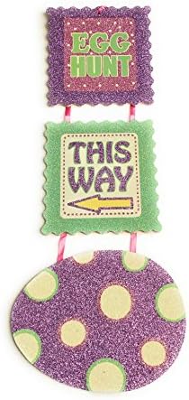 Glittery Easter Themed Hanging Decorative Sign Egg Hunt