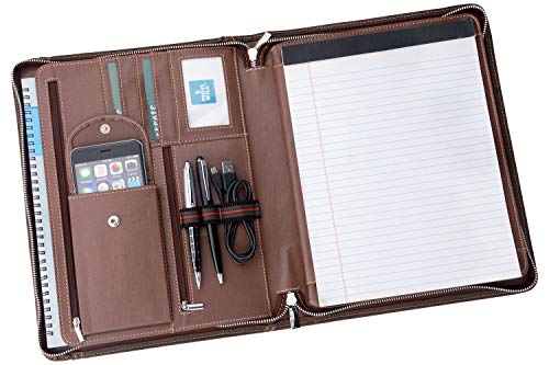 image for iCarryAll Personalize Crazy-Horse Leather Padfolio, Multi-Function Bus