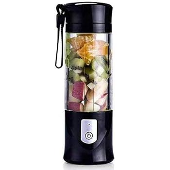 USB Portable Juicer Cup Blender, Mini Juice Mixer with Updated 6 Blades, Fruit &Baby Food Mixing Machine with Powerful Motor,13Oz (Black)