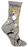 Basenji Animal Socks On Gray 9-11