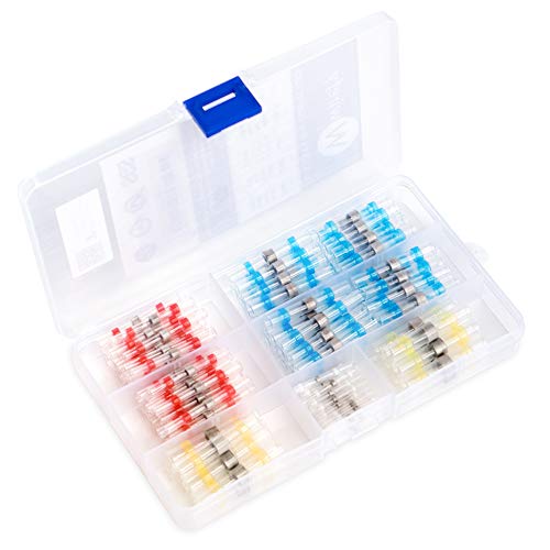 110 PCS Wirefy Solder Seal Wire Connectors - Heat Shrink Butt Connectors - Electrical Wire Terminals - Marine Insulated Butt Splices