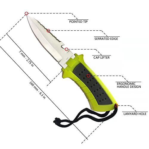 BOffer Compact Dive Knife With Sheath, Small Scuba Diving Knife With