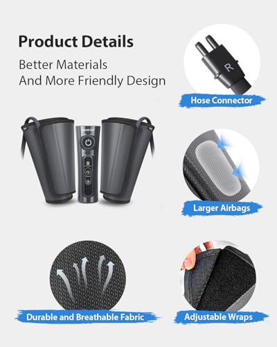 CINCOM Leg Massager for Circulation and Pain Relief FSA - HSA | Air Compression Leg and Calf Massager with 2 Modes 3 Intensities Helpful for Muscles Relaxation Gifts