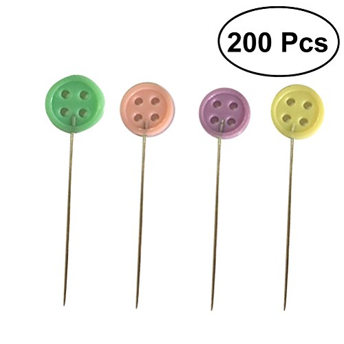 ULTNICE 200pcs Straight Head Pins Flat Button Head Pins for DIY Quilting Sewing Crafts