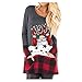 Franterd Christmas Plus Size Tops Women Christmas Plaid Splice Hem Santa Claus Pullover Sports Blouse for Jeans Legging