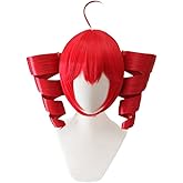 VVRPWASSLY Anime Cosplay Wig Anti-Gravity Twin Tails Synthetic Wig Comic Convention Costume Hair for Halloween Party (Red)