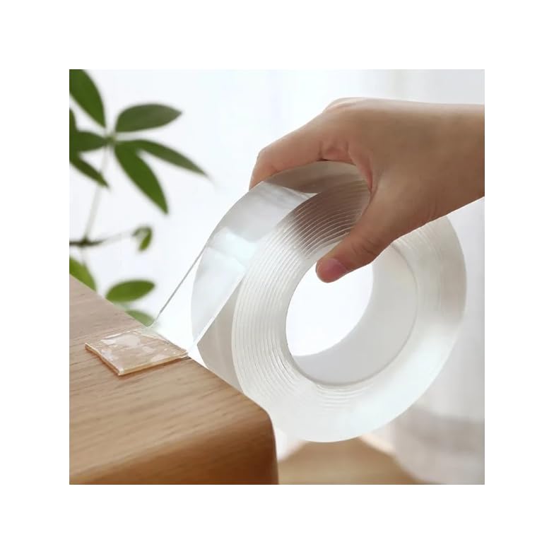 Heavy Duty Double-Sided Clear Transparent Nano Tape Reusable Strong Stick Mounting Gel Double side Clear Tape Two faced Double face sticky-Washable, Reusable-UAE شريط جل نانو مزدوج الوجه