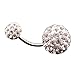 LUBINGSHINE 14G Stainless Steel Crystal Disco Ball Belly Button Rings Body Piercing Navel Bars (White)