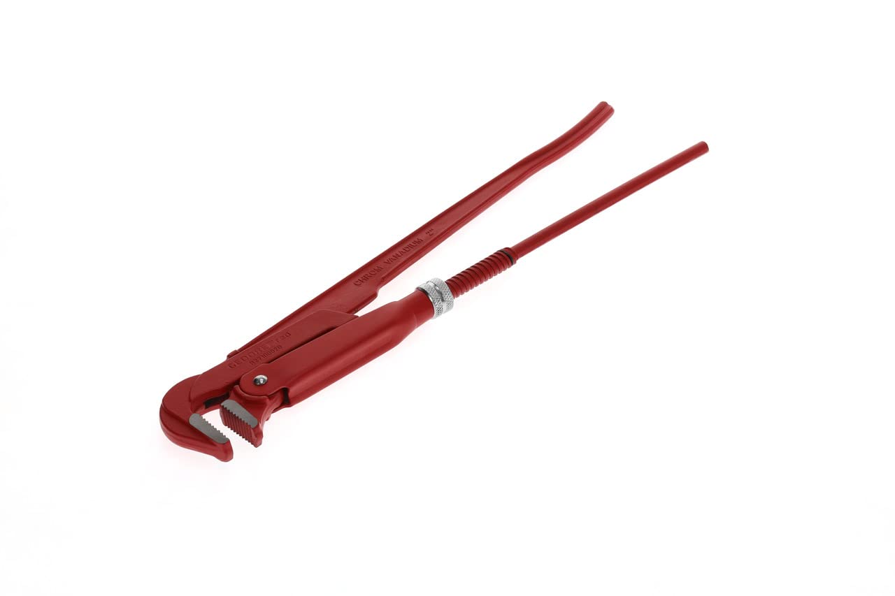 GEDORE red 90° Angled pipe wrench, Clamping width 67 mm/2", Swedish, Solidly built, Offset teeth, R27100020