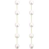 366DAYS Dangle Pearl Drop Earrings for Women 14K Gold Necklaces Dainty | Bridal Pearl Jewelry Dangling Earrings for Sensitive Ears Women Gold Plated Bridesmaid Earrings