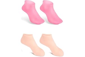 YRAKOZIN Silicone Socks [2 Pairs], Women's Foot Care Moisturizing Socks for Dry Cracked Feet, Orange + Pink