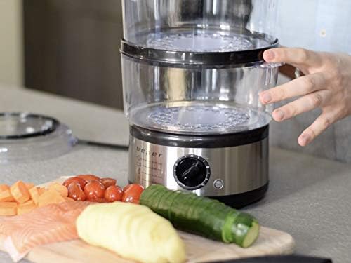 Beper - Cuiseur à Vapeur Multicombustion de 5L, Économiseur d'Espace, Minuterie de 60 minutes, Cuisson à la Vapeur Saine, Puissance 400-500W - Argent / Noir - Cuisine A Vivre Beper - Cuiseur à Vapeur Multicombustion de 5L, Économiseur d'Espace, Minuterie de 60 minutes, Cuisson à la Vapeur Saine, Puissance 400-500W - Argent / Noir