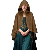 OZZIKOOTAR Medieval Hooded Cloak Renaissance Cape Velvet Medieval Victorian Cloak Halloween Cosplay Cape for Women Men