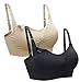 2PACK Nursing Bra Wireless bra Women's Sleeping Maternity Bra Breastfeeding Bra,Black+beige 2pcs/Pack,Large