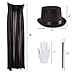Kids Magician Costume Set-Dress Up Outfit with Cape, Top Hat, Gloves, Wand- Fun Pretend Play Magic Show Accessories for Boys and Girls