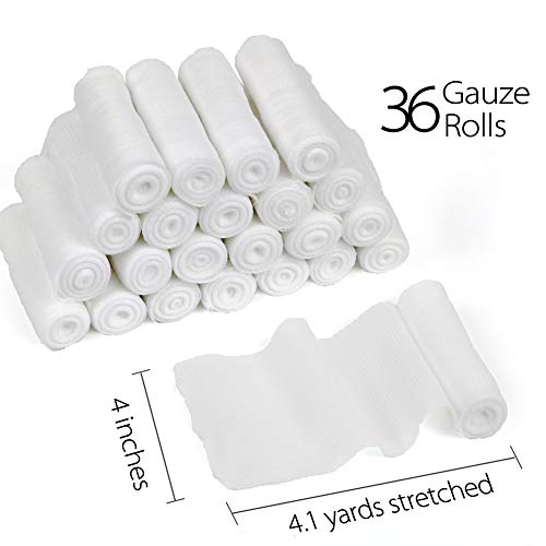 LotFancy Gauze Bandage Roll, 36Count Gauze Wrap, 4" x 4 Yards
